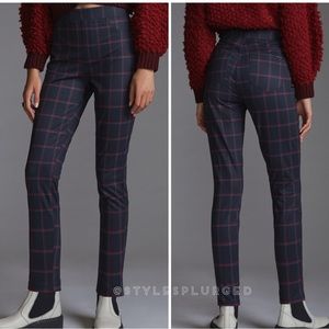 NWT ANTHRO Sanctuary Runway Plaid Leggings (black/red lines) size XS